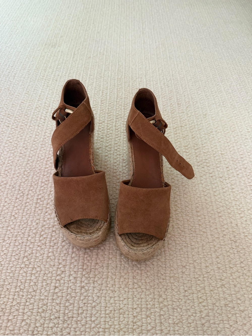 Marc Fisher Brown Suede Espadrille Wedge Sandals